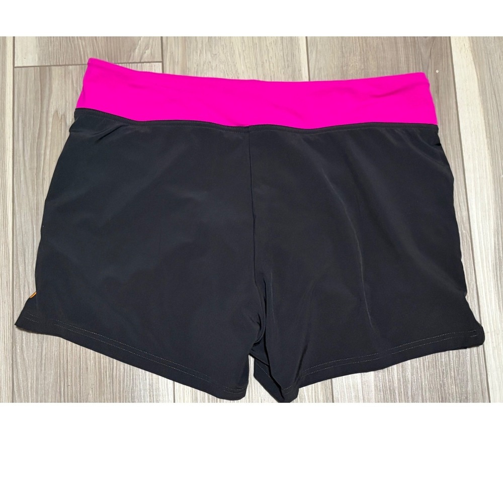 Lucy Power Womens Athletic Shorts Grey Pink Waistband Size L Pocket Drawstring